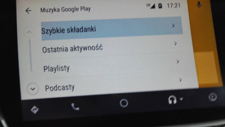 Muzyka Google Play przez Android Auto
